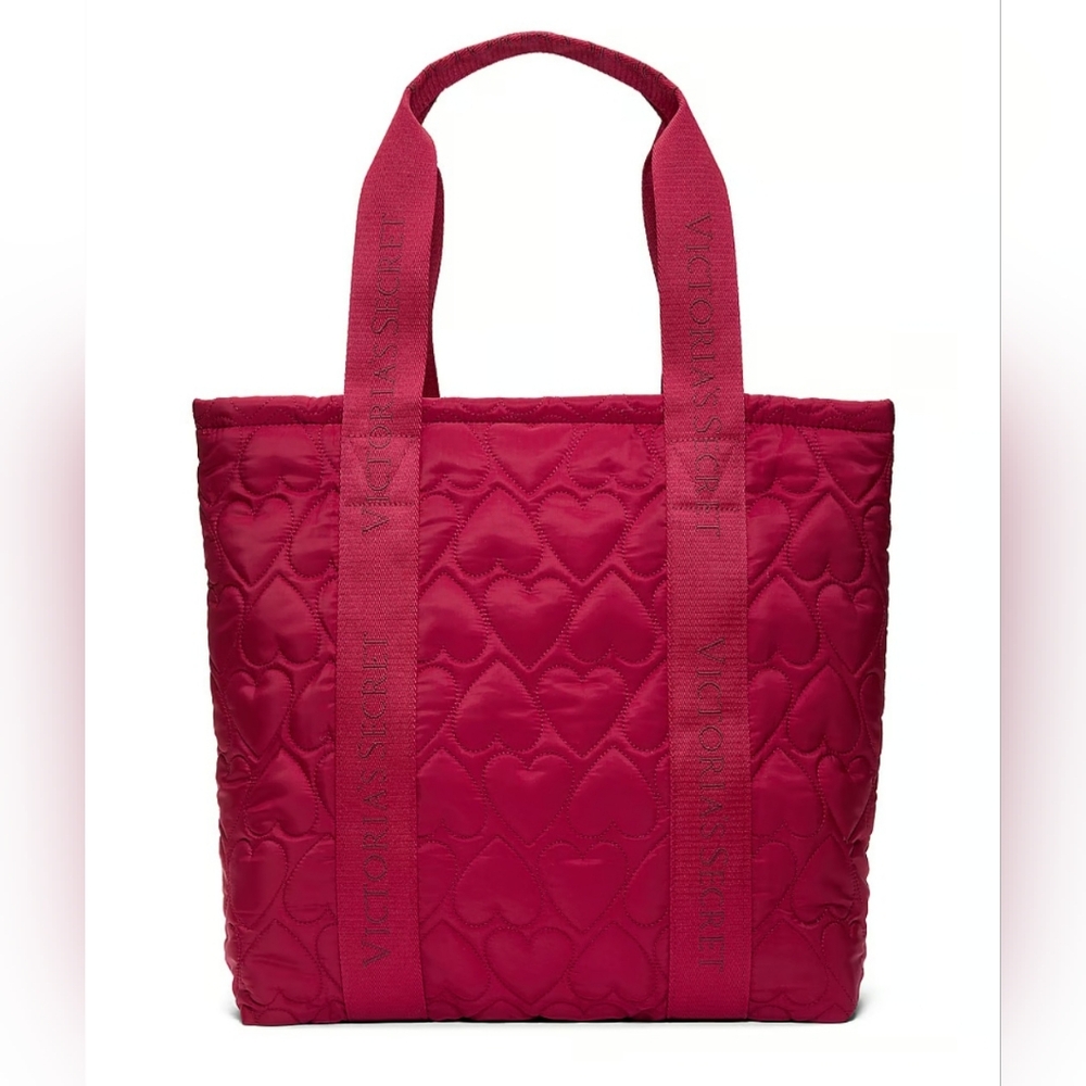 New Victoria's Secret Stylish Red Quilted Puffer Tote Bag